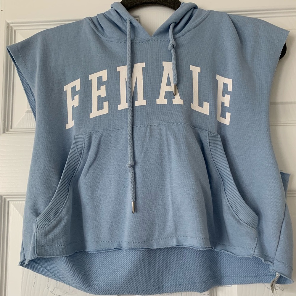 Bershka Light Blue sleevless hoodie